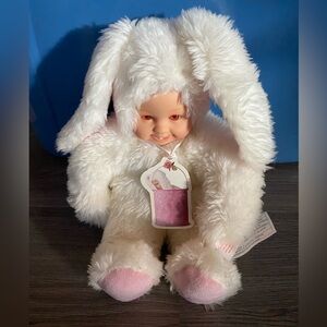 Anne Geddes Adorable White and Pink Bunny Plush Doll
